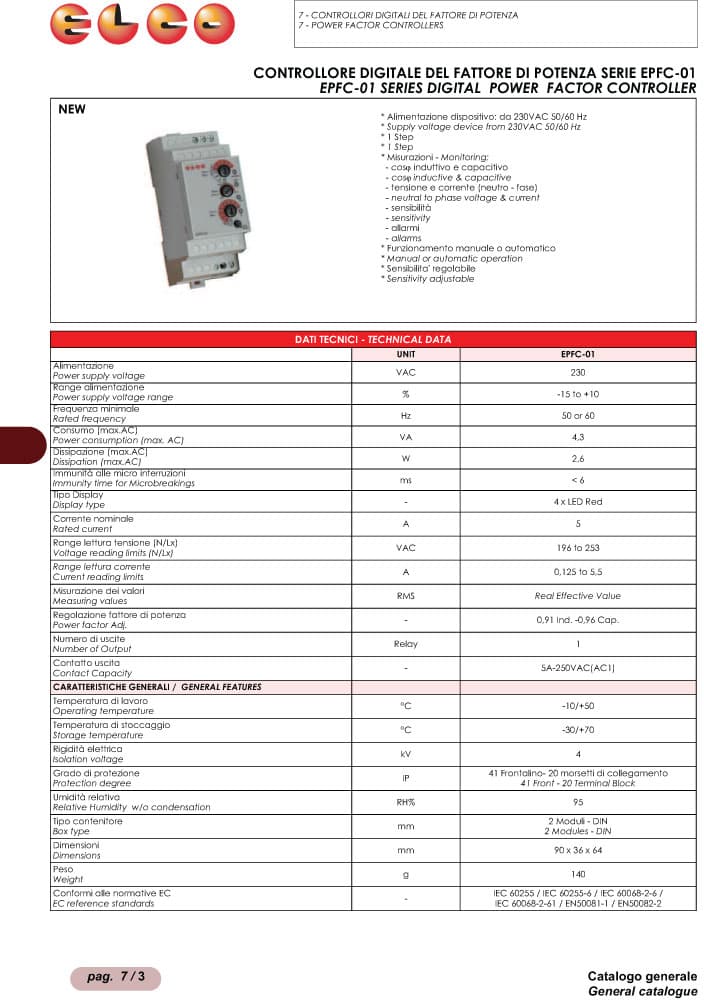 Elco Digital Power Factor Controller - EPFC-01 Series