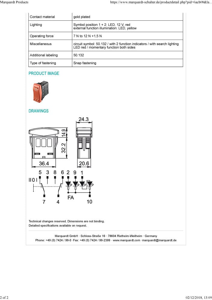 Marquardt Single and Double Pole Rocker Switches - Series 3250