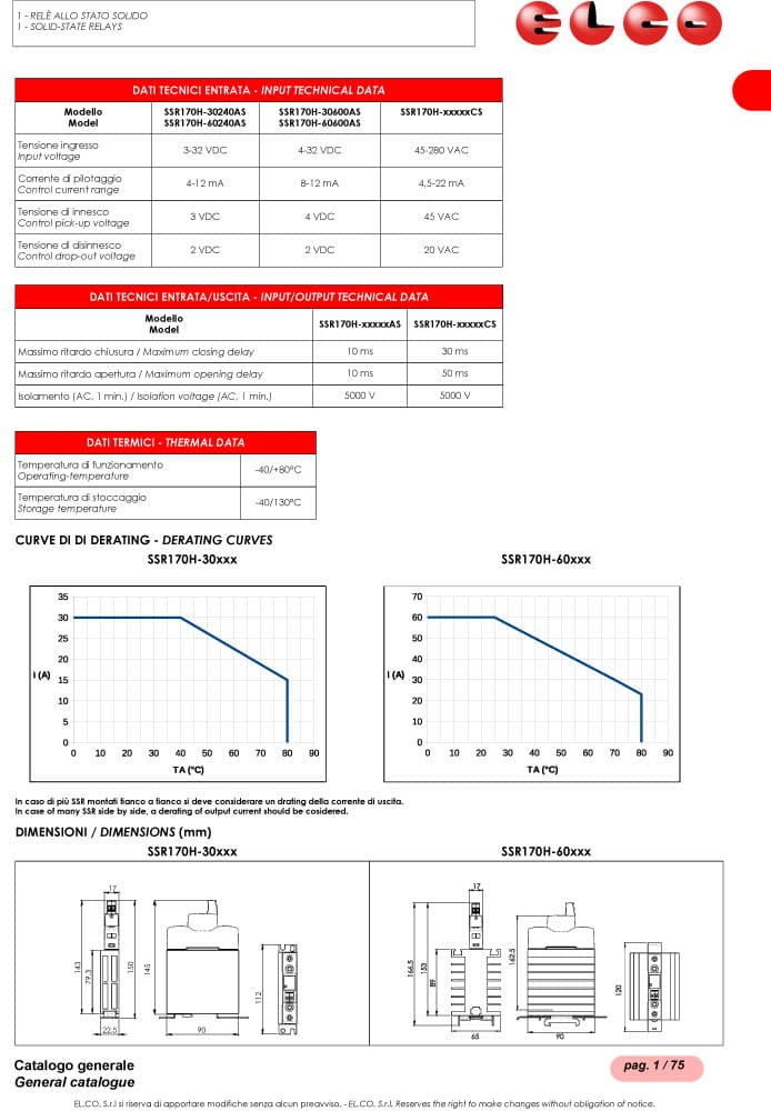 Elco 1 Phase SCR Solid State Relay with Heat Sink - SSR170H Series
