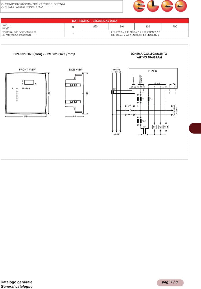 Elco Digital Power Factor Controller - EPFC-144 Series