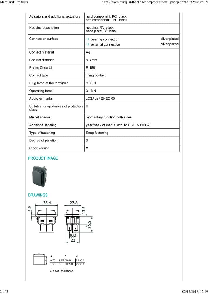 Marquardt Double Pole Rocker Switches - Series 1930