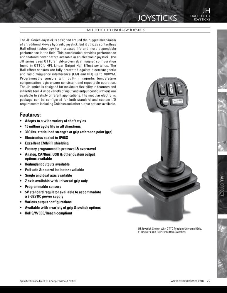 OTTO JH Large Industrial Hall Effect Joystick Range