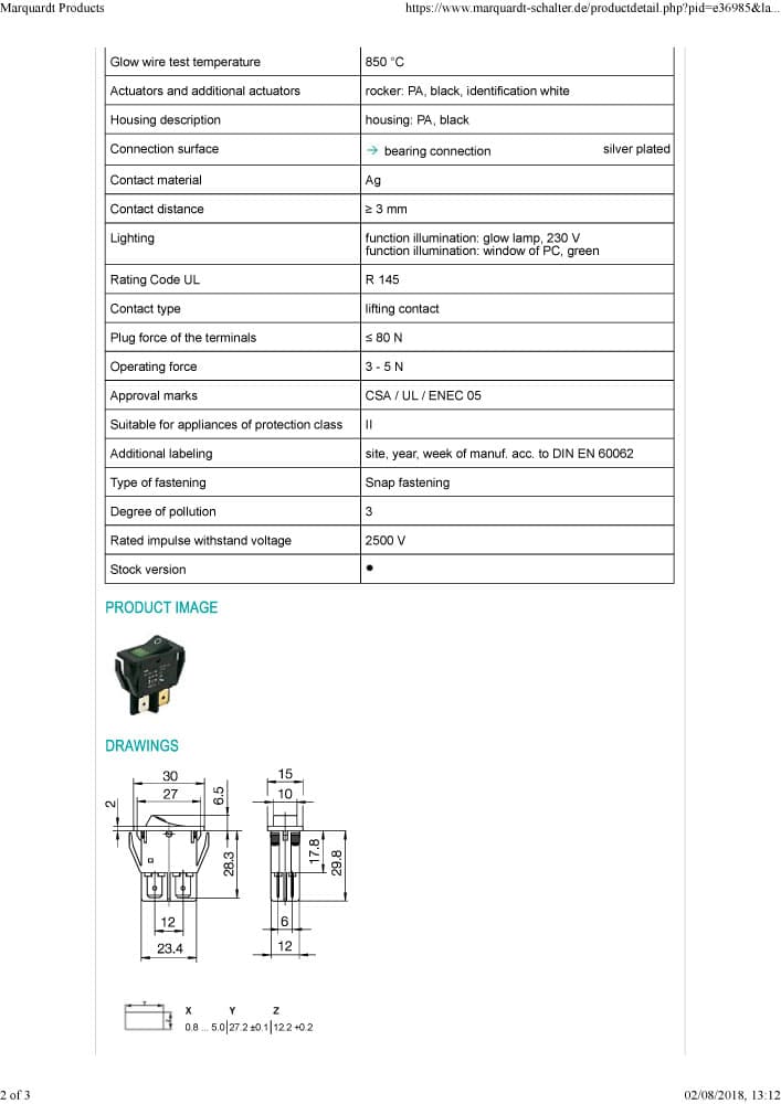 Marquardt Single Pole Rocker Switches - Series 1550
