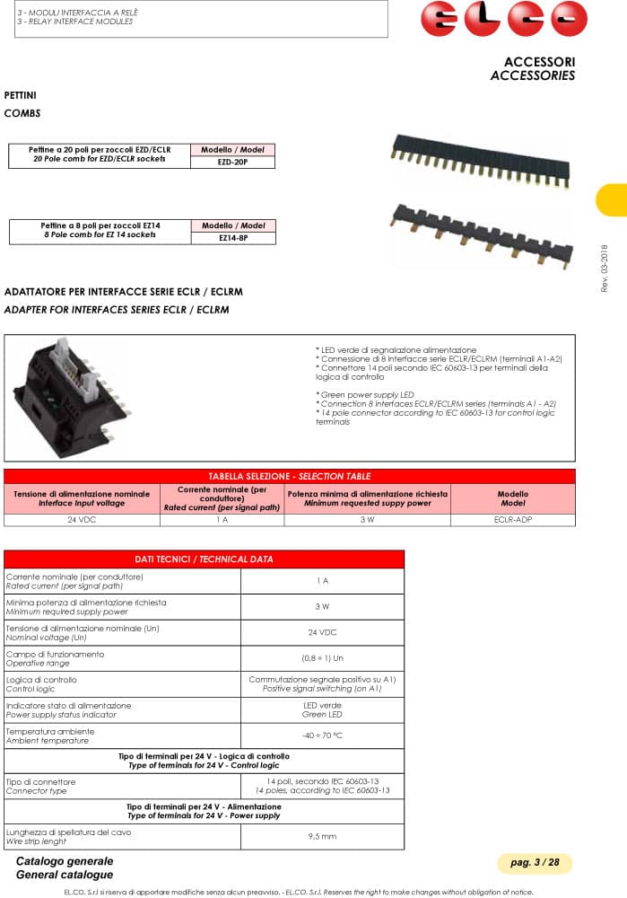 Elco Combs for Electromechanical Relays