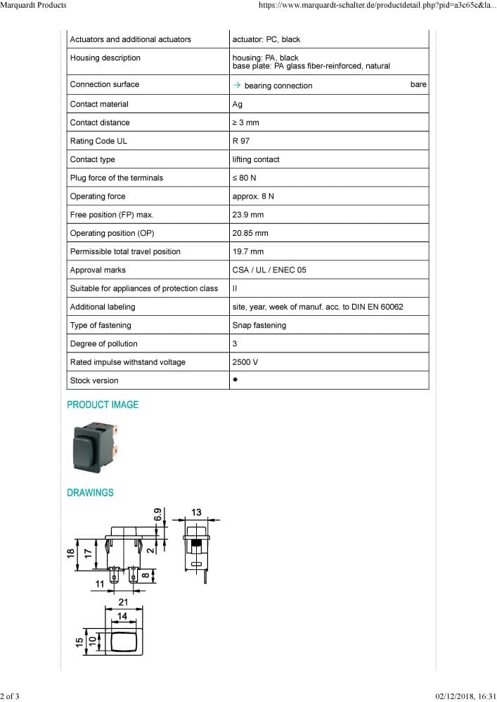 Marquardt Single & Double Pole Pushbutton Switches - Series 1683