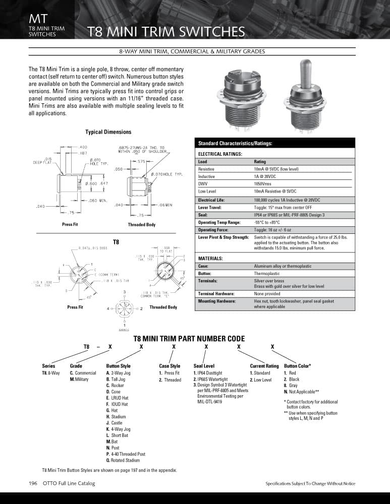 OTTO T8 8-Way Mini Trim Switch Range
