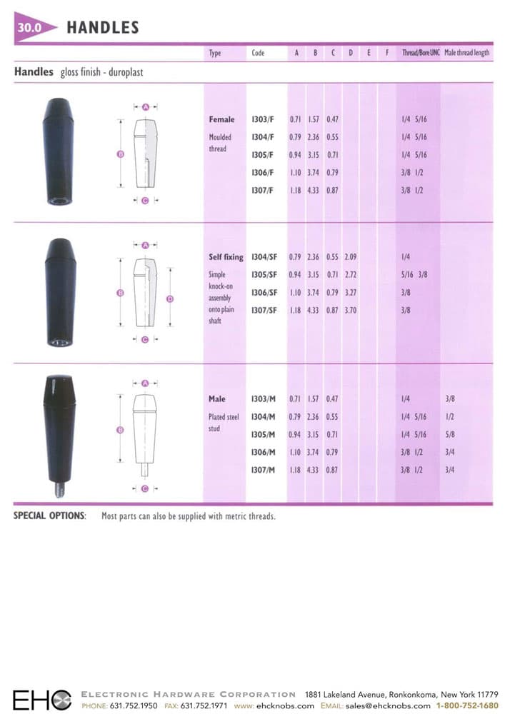 EHC Knobs - Tapered Handle Series