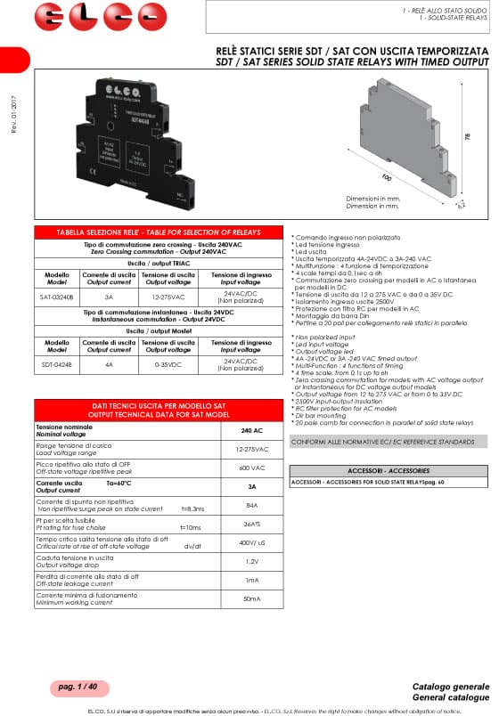 Elco Solid State Relays - SDT/SAT Series