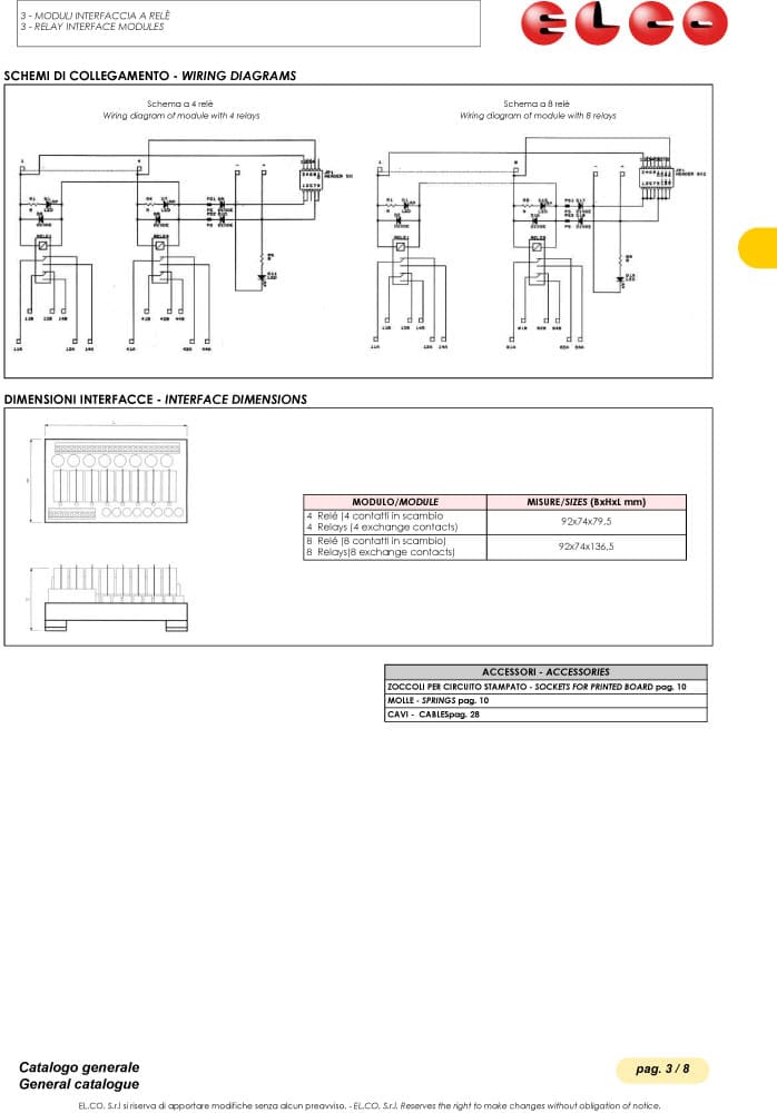 Elco Two Exchange Contact Electromechanical Relay with Flat Connector - RM Series