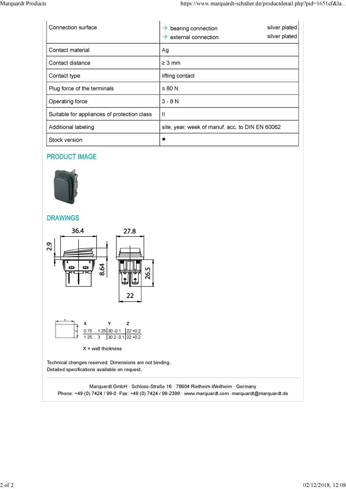 Marquardt Double Pole Rocker Switches - Series 1930