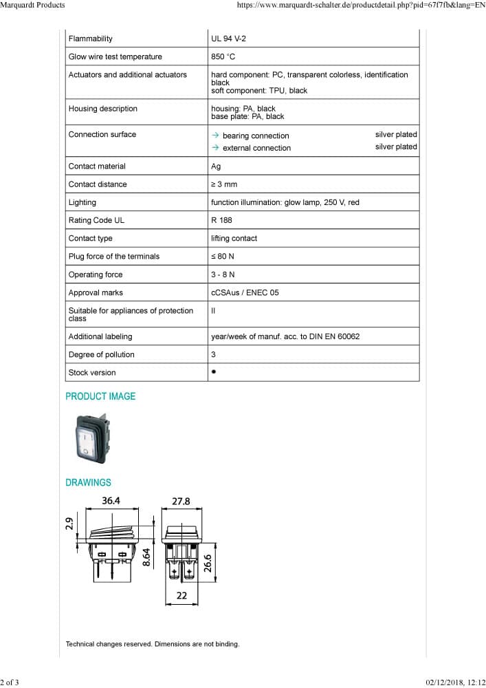 Marquardt Double Pole Rocker Switches - Series 1930