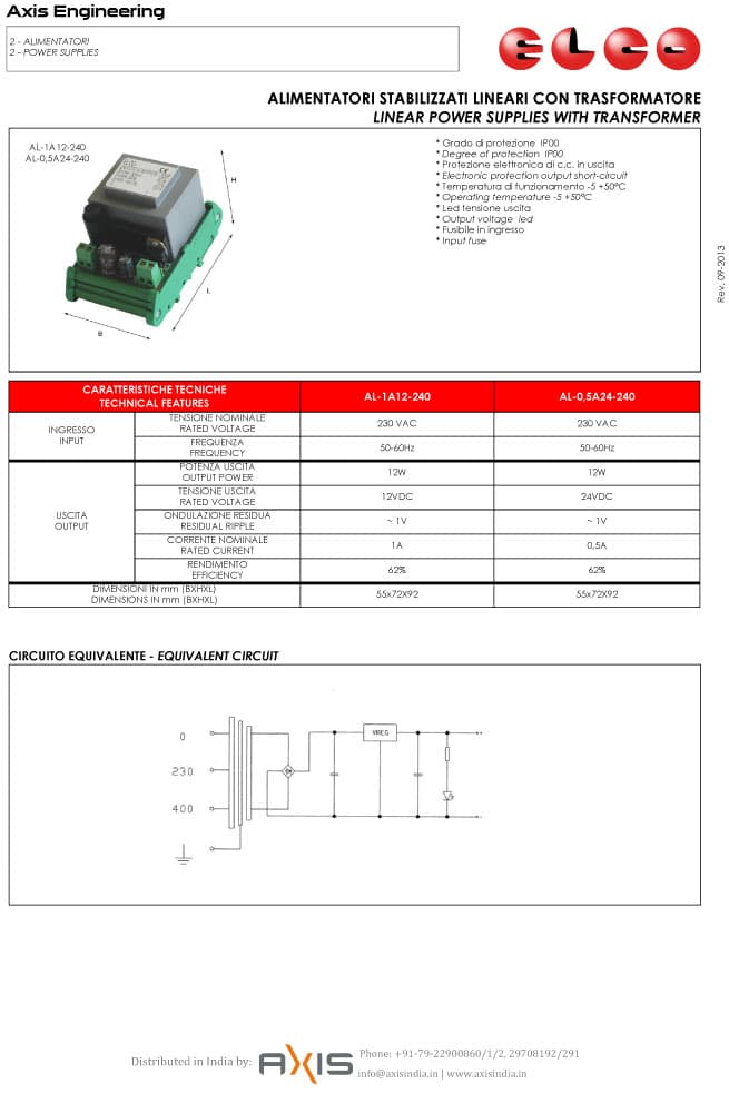Elco Linear Power Supply with Transformer - AL Series