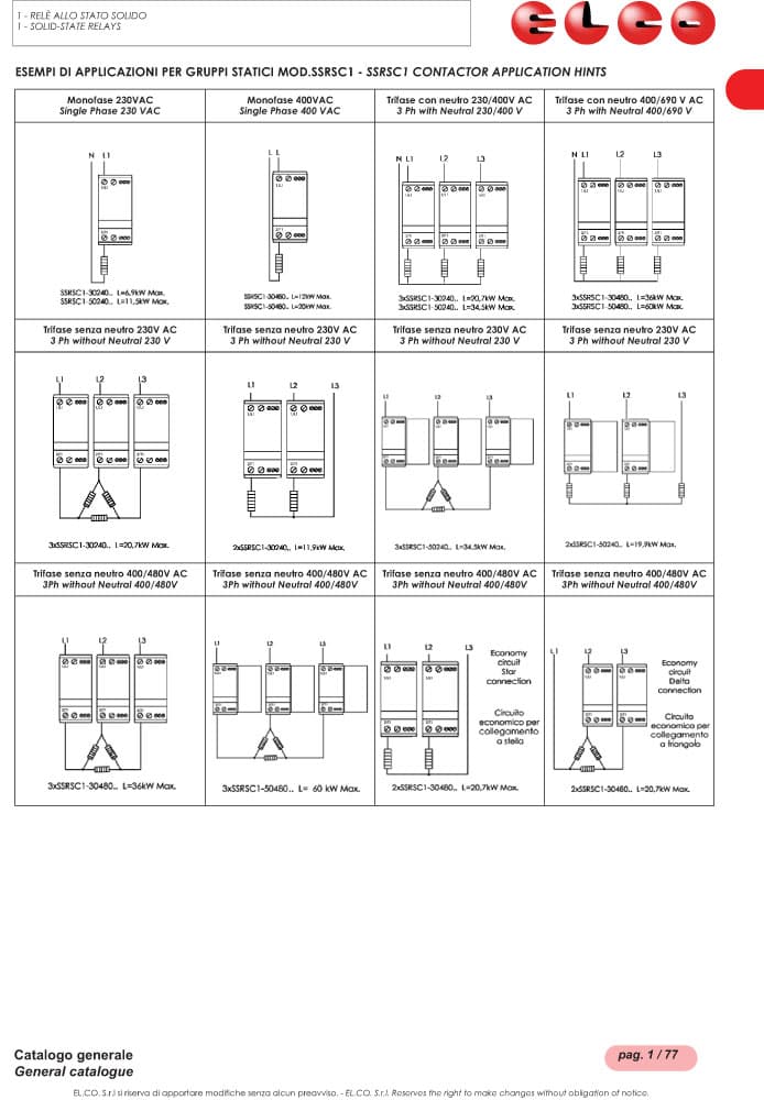 Elco 1 Phase AC Semi Contractors - SSRSC3 and RC3 Series