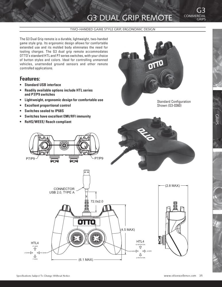 OTTO G3 Dual Grip Remote with USB Output