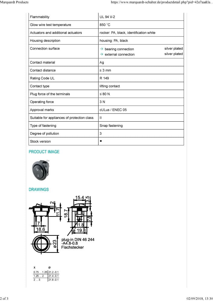 Marquardt Single Pole Round Rocker Switches - Series 1881