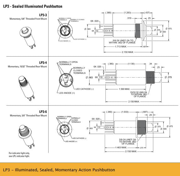 OTTO LP3 Range of Sealed Pushbutton Switches,