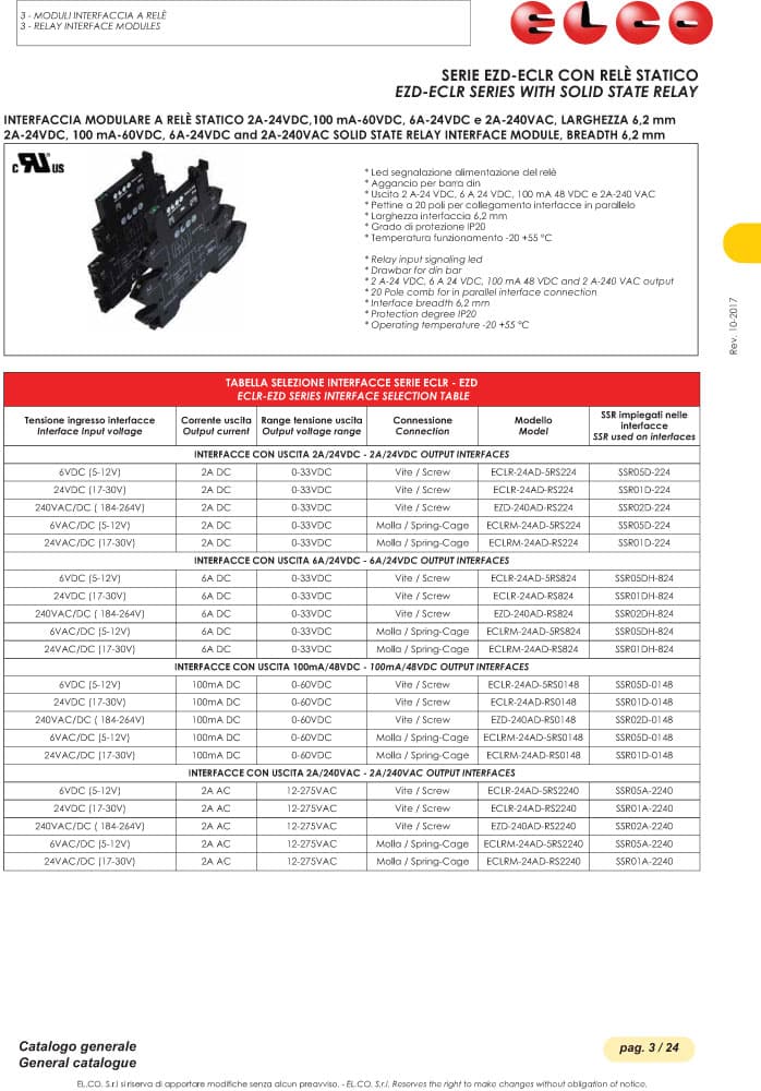 Elco Interface Modules with Solid State Relay - EZD ECLR Series
