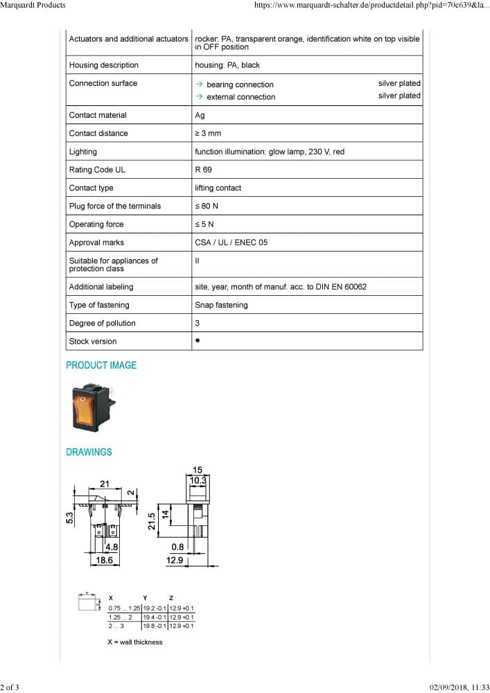 Marquardt Miniature Rocker Switches - Series 1855
