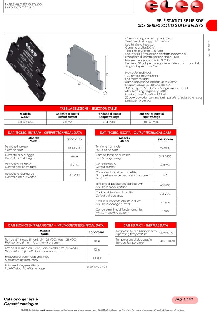 Elco Solid State Relays - SDE Series