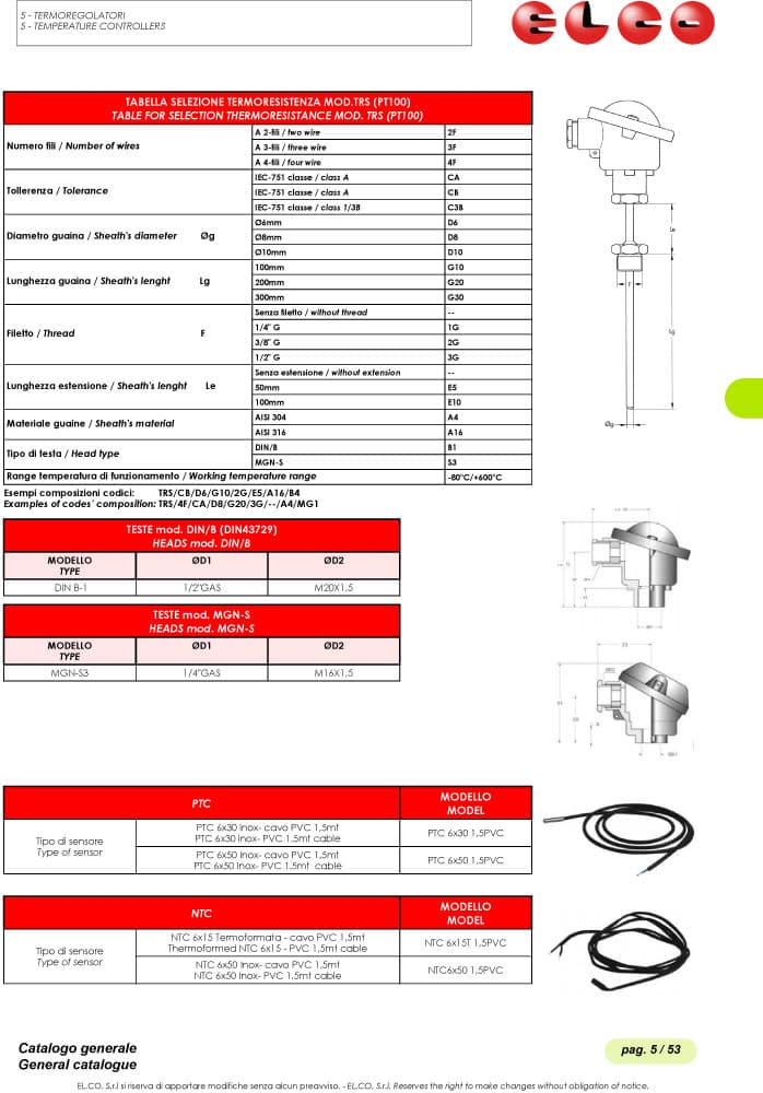 Elco Temperature Probe Range