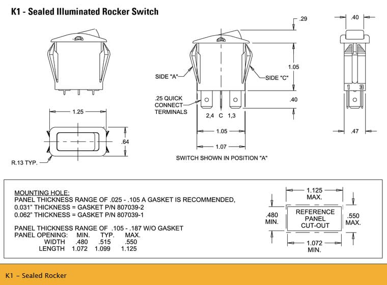 OTTO K1 Range of Sealed Rocker Switches