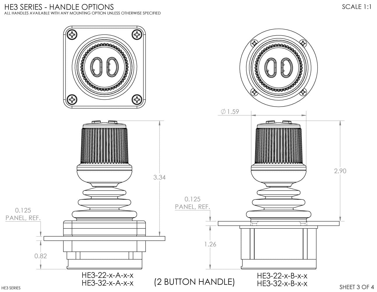 Ruffy HE3 Redundant Sensor, Fully Sealed Multi-Axis Hall Effect Joystick 3 Axis Range