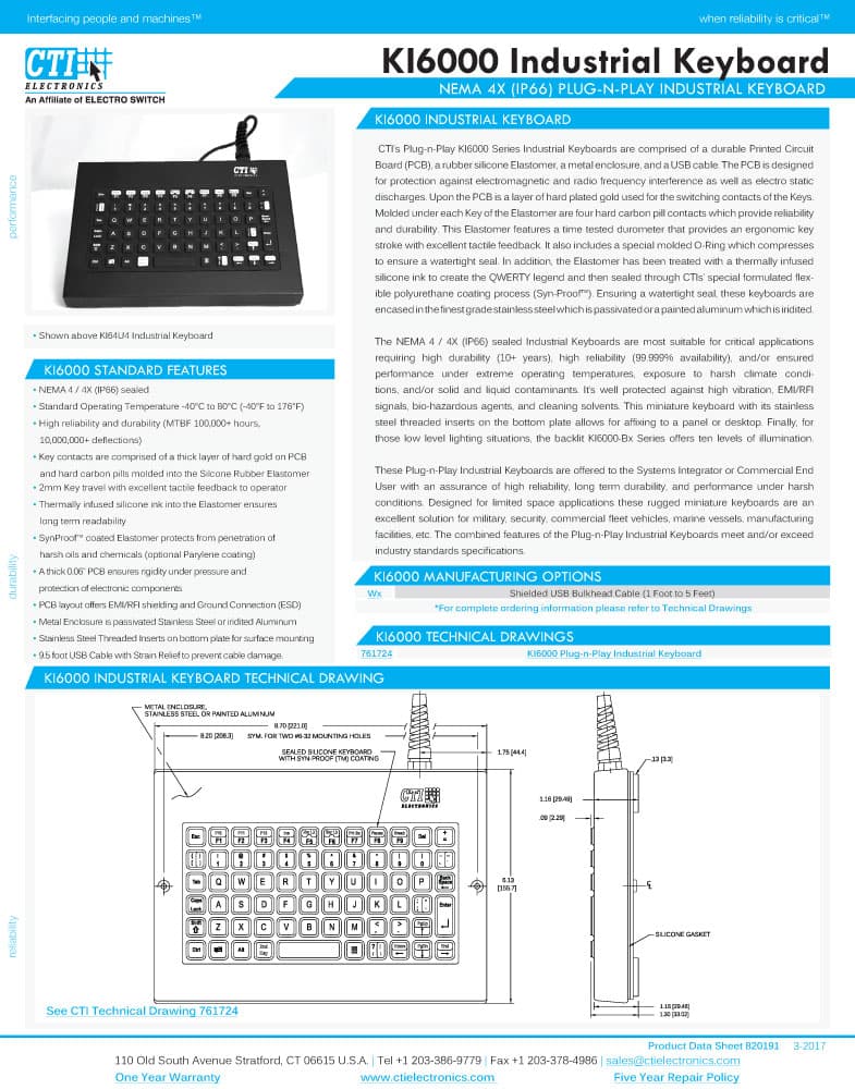 CTI Plug-n-Play Industrial Keyboard Range