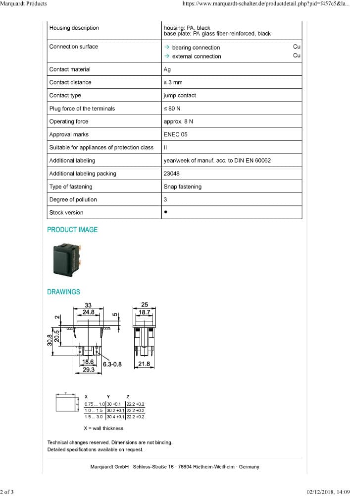 Marquardt Single and Double Pole Push Button Switches- Series 1660