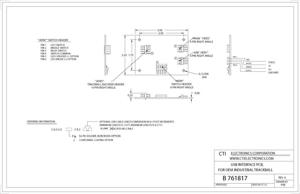CTI OEM Industrial Trackballs - T6XXX Series