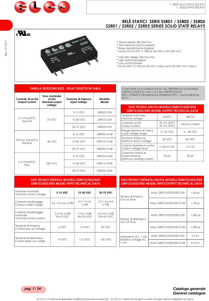 Elco Solid State Relays - SSR0 Series