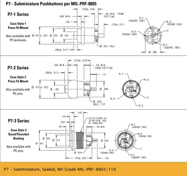 OTTO P7 Subminiature Pushbutton Switch Range