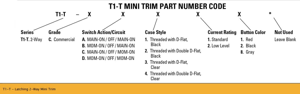 OTTO T1-T Latching 2-Way Mini Trim Switch Range