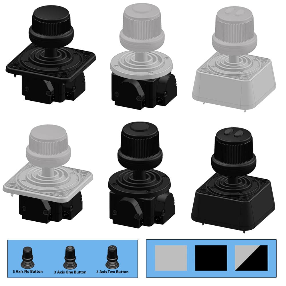Ruffy MH Low Profile Z Fingertip Hall Effect Joystick 3 Axis Range